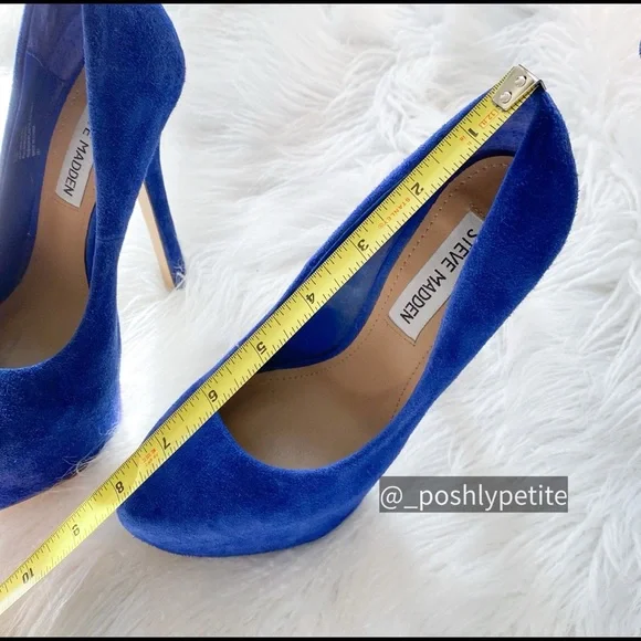 Steve Madden blue suede pump chunky platform heels - Picture 13 of 15